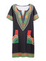 Tribal Straight Patchwork Mini Dresses (Style V200362)