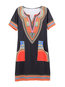 Tribal Straight Patchwork Mini Dresses (Style V200362)