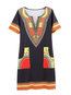 Tribal Straight Patchwork Mini Dresses (Style V200362)