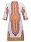 Tribal Straight Round Neck Print Knee Length Dresses (Style V200374)