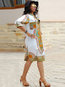 Tribal Straight Round Neck Print Knee Length Dresses (Style V200374)