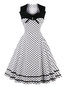 Vintage A-line Color Block Patchwork Cotton Blends Midi Dresses (Style V200383)