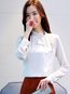 Standard Loose Work Plain Button Blouse (Style V200385)