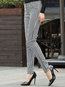 Maxi Slim Patchwork Cotton Blends Plaid Casual Pants (Style V200390)