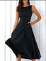 Expansion Round Neck Plain Midi Dresses (Style V200407)