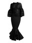 Mermaid Stand Collar Plain Patchwork Midi Dresses (Style V200411)
