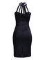 Bodycon Halter Patchwork Knee Length Dresses (Style V200414)