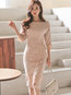 Pencil Patchwork Knee Length Dresses (Style V200419)