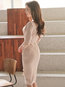 Pencil Patchwork Knee Length Dresses (Style V200419)