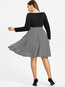 Expansion Off The Shoulder Color Block Backless Cotton Knee Length Dresses (Style V200422)