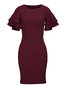 Bodycon Round Neck Plain Patchwork Bodycon Dresses (Style V200425)