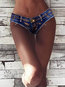 Slim Patchwork Denim Shorts (Style V200442)