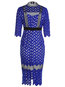 Pencil Stand Collar Patchwork Knee Length Dresses (Style V200449)