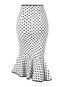 Mid-Calf Mermaid Vintage Cotton Blends Polka Dot Skirt (Style V200453)