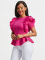 Round Neck Standard Slim Plain Blouse (Style V200455)