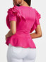 Round Neck Standard Slim Plain Blouse (Style V200455)