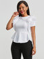 Round Neck Standard Slim Plain Blouse (Style V200455)