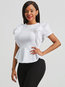 Round Neck Standard Slim Plain Blouse (Style V200455)
