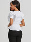 Round Neck Standard Slim Plain Blouse (Style V200455)
