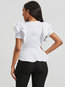 Round Neck Standard Slim Plain Blouse (Style V200455)