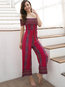 Ankle Length Loose Tribal Polyester Backless Jumpsuit (Style V200456)