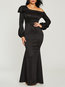 Trumpet One Shoulder Plain Backless Maxi Dresses (Style V200462)