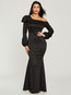 Trumpet One Shoulder Plain Backless Maxi Dresses (Style V200462)