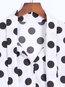 Midi Straight Polka Dot Cotton Blends Asymmetrical Blouse (Style V200476)