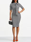 Bodycon Bow Collar Striped Bow Bodycon Dresses (Style V200481)