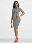 Bodycon Bow Collar Striped Bow Bodycon Dresses (Style V200481)