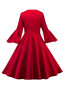 Expansion Square Neck Plain Zipper Knee Length Dresses (Style V200487)