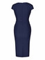 Pencil Plain Button Knee Length Dresses (Style V200495)
