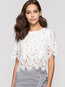Round Neck Short Slim Lace Blouse (Style V200498)