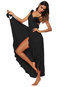 Asymmetrical V-neck Plain Asymmetrical Maxi Dresses (Style V200503)