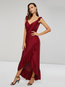 Asymmetrical V-neck Plain Asymmetrical Maxi Dresses (Style V200503)