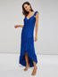Asymmetrical V-neck Plain Asymmetrical Maxi Dresses (Style V200503)