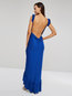 Asymmetrical V-neck Plain Asymmetrical Maxi Dresses (Style V200503)