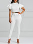 Maxi Skinny Plain Cotton Blends Patchwork Jumpsuit (Style V200512)