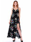 Expansion Spaghetti Strap Floral Print Maxi Dresses (Style V200513)