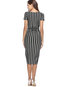 Bodycon Round Neck Striped Bodycon Dresses (Style V200514)