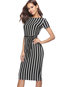 Bodycon Round Neck Striped Bodycon Dresses (Style V200514)