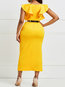 Work Bodycon V-neck Plain Patchwork Work Dresses (Style V200523)