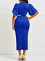 Office Stand Collar Plain Patchwork Polyester Work Dresses (Style V200524)