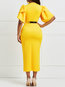 Office Stand Collar Plain Patchwork Polyester Work Dresses (Style V200524)