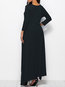 Asymmetrical Round Neck Plain Asymmetrical Maxi Dresses (Style V200534)