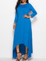 Asymmetrical Round Neck Plain Asymmetrical Maxi Dresses (Style V200534)