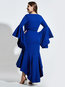 Mermaid Round Neck Plain Asymmetrical Midi Dresses (Style V200538)