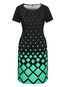 Bodycon Round Neck Geometric Print Knee Length Dresses (Style V200541)