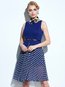Expansion Round Neck Polka Dot Patchwork Cotton Blends Midi Dresses (Style V200544)