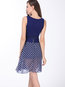 Expansion Round Neck Polka Dot Patchwork Cotton Blends Midi Dresses (Style V200544)